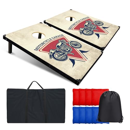 Wakefa Cornhole Spiel Verordnung Größe 91cm x 60cm, Sackloch Spiel mit Corn Hole Spiel mit 2 Boards, 8 Wurfbeuteln und Transporttasche Cornhole Spiel für Strand Erwachsene Wettbewerbe Wurfspiel
