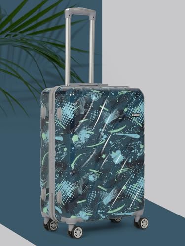 Image of Teakwood World Small 65 cm Check in Size Trolley Bag Polycarbonate 360 Degree 8 Wheels Luggage Bag with TSA Lock, Adjustable Handle Trolley Bags for Travel, Suitcase for Travel | Spark Green