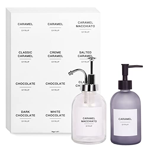 Gbuxska 84PCS White Coffee Syrup Labels for Coffee Station