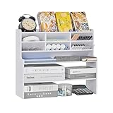 VECELO 卓上収納 デスク上置き棚 卓上置棚 机上ラック おしゃれ デスク棚 整理整頓 オーガナイザー ペン立て 収納ボックス 棚 文房具 小物収納 化粧品収納 小物入れ 多機能 机上収納 幅50x奥行き16.5x高さ45cm