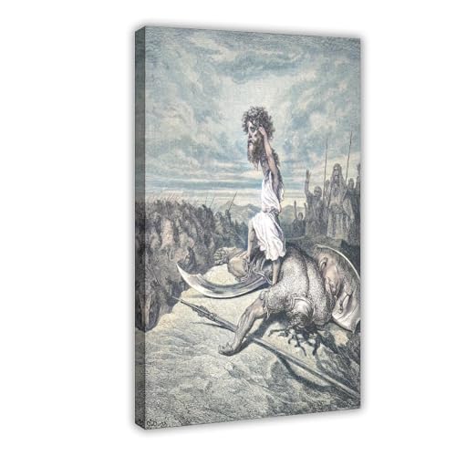 Tableau David Slays Goliath par Gustave Doré - Toile haut de gamme en couleur 20x30cm
