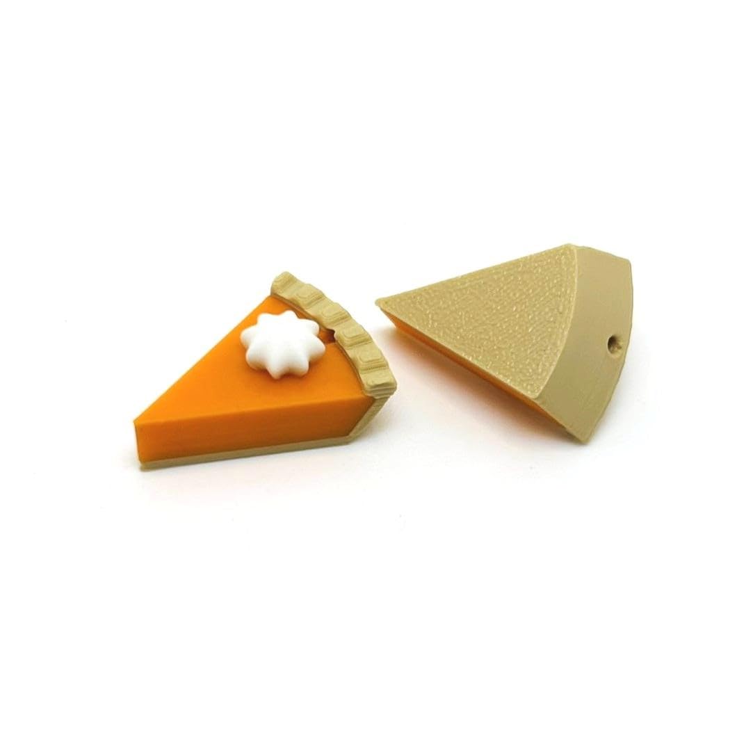 20 Pieces Miniature 3D Printed Pumpkin Pie Slice Charm, Orange and Cream, Realistic Food Replica with Whipped Cream Topping, Fall Thanksgiving Decoration, Fall Charms