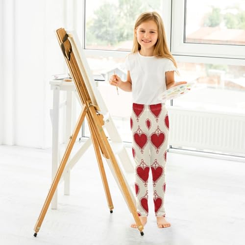 ALAZA Girls' Leggings Children's Yoga Pants Skinny Printed Dance Red Love Comfortable 4T4