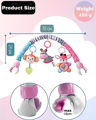 Image of Pau1Hami1ton Baby Stroller Arch Toys, Car Seat Toys,Bouncer Toy Bar /Mobile for Bassinet,Adjustable Baby Hanging Toys Fit for Crib Bed,Stroller,Car Seat.S-19(Pink Zebra)