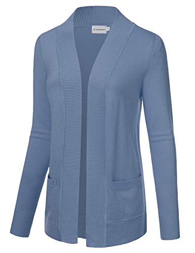 Jj Perfection Women's Open Front Knit Long Sleeve Pockets Sweater Cardigan Hblue S #TOP1