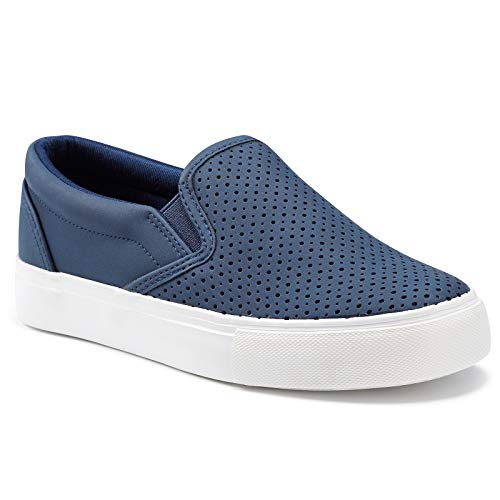 Image of JENN ARDOR Womens Slip On Sneakers Perforated /Quilted Casual Shoes Fashion Walking Flats