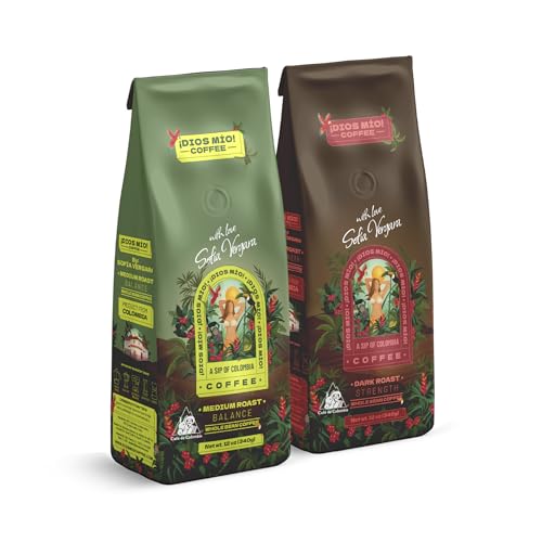 Dios Mio Coffee Medium y Dark Roast En Grano 12 oz x2 miniatura 1