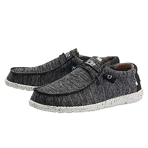 HEYDUDE Men's Wally Sox Black White Size 11 | Men’s Shoes | Men's Lace Up Loafers | Comfortable & Light-Weight