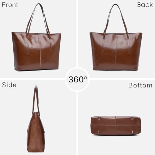 Image of LAORENTOU Women Crossbody Handbags Genuine Leather Satchel Handbags for Women Top-handle Shoulder Tote Purses