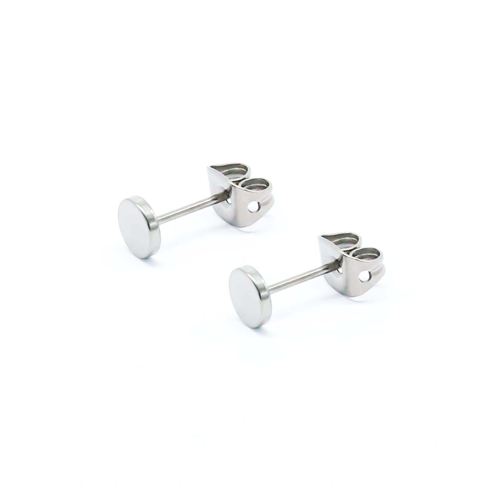 Artskin Titan Ohrstecker Hypoallergen für Damen Herren Mädchen 3mm-5mm Optionen Roségold/Gold/Silber/Schwarz Rund Flach Scheibenohrringe für empfindliche Ohren