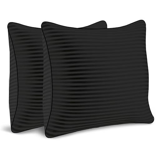 Throw Pillows Insert 18x18 Set of 2,Decorative Pillows for Couch and Bed,Indoor Square Pillow Stuffing for Living Room with Premium Original Down Alternative Filling,Black