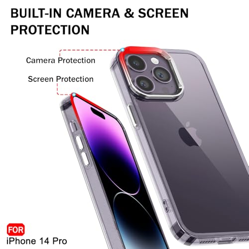 Image of TheGiftKart Hybrid Back Cover Case for iPhone 14 PRO | Built-in Stand | Shockproof Hard Back Case Cover for iPhone 14 PRO (PC & TPU, Clear Back, Transparent Sides)
