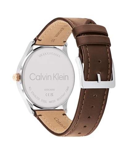 Image of Calvin Klein Ascend Qtz Basic Grey Round Dial Men's Watch|Brown Leather Material|Multi Color Band - 25200453
