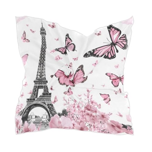 24inch Women's Square Silk Paris Eiffel Tower Hair Scarves and Wraps Headscarf