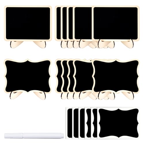 JEFURE Mini Chalkboard Signs 12 Pcs with Stands 2 Designs