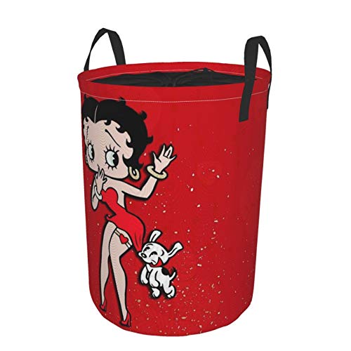 AKA personality Tv Show-Betty-Boop Laundry Basket, Laundry Hampers Lightweight Durable Drawstring Waterproof Round Storage Basket,Bathroom/Home Decor/Baby Hamper/Boxes/Baby Clothing
