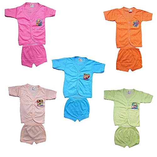 Image of New Born Baby Comfortable Clothes Pack of 5 (Half Sleeve Button) for Baby Boy /Baby Girl (0-6 Months) Clothing Set (No. 4) || All Originals