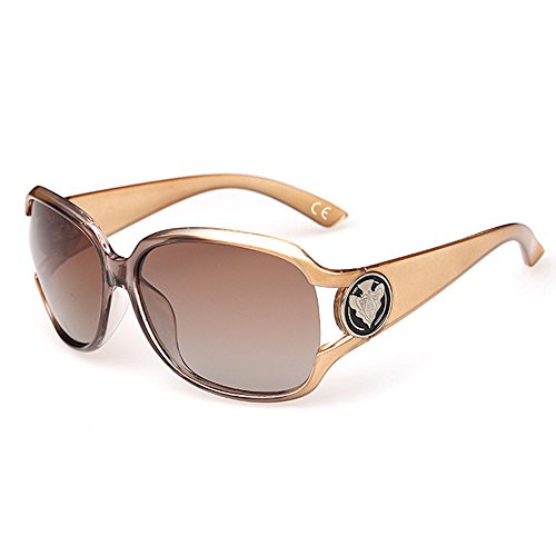 BLEVET Oversized Mujere Gafas de Sol Polarizadas Moda 100% Protección UV BX013 (Champagne)