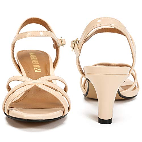 Image of MAIERNISI JESSI Unisex Men's Women's Strappy Sandals, Kitten Heel, Slingback, Open Toe, Dress Shoes