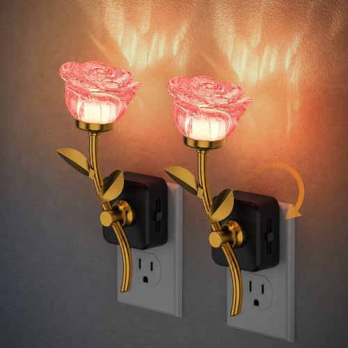 Image of JandCase Night Light, Night Lights Plug into Wall, Rose Crystal Nightlight