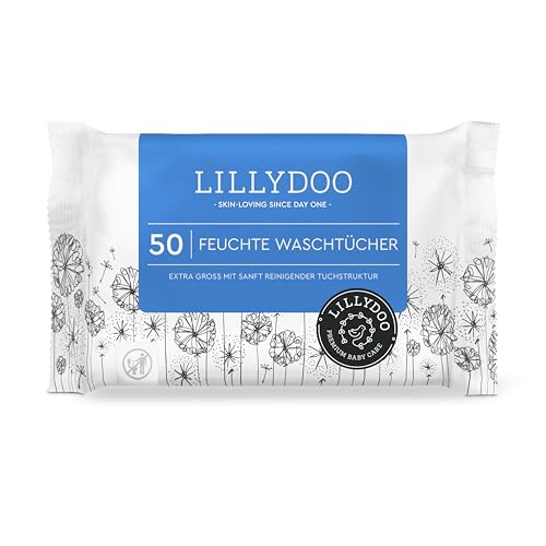 LILLYDOO Feuchte Waschtücher 50 Stück 100% plastikfrei extra großes Tuch ohne Parfüme