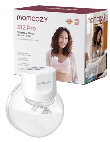 Momcozy Hands-Free Milchpumpe S12 Pro, Elektrisch Tragbar Brustpumpe, mit weichem DoubleFit-Flansch, 3 Modi | 9 Stufen, Smart-Display, 24 mm, 1 Stück, Weiß