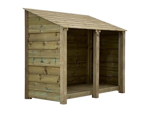 Image of Arbor Garden Solutions Wooden log store - premium tongue and groove 4ft (W-146cm, H-126cm, D-88cm), natural finish (Basic)