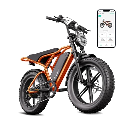TST Electric Bike for Adults, 1500W Peak Motor 60 Miles Fat Tire E Bike with 48V 15Ah Removable Battery 20" Electric Bike with Dual Suspension, Phone Holder and Lock, Orange