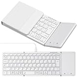 【最新型】Omikamo キーボード Bluetooth 折り畳み式 ipad キーボード ワイヤレス タッチパッド付き 日本語配列 有線＆無線両用 左右Shiftキー/L型Enterキー搭載 フルサイズ マルチペアリング Android/Win/Mac/iOS/Google対応 USB充電式 パンダグラフ コンパクト 静音 軽量 薄型 電量確認可(ホワイト)
