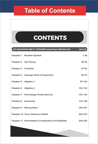 Image of Disha 43 Topic-wise CAT Quantitative Ability (QA) Previous Year Solved Papers (2025 - 1994) 19th edition | Previous Year Questions PYQs for CAT 2026