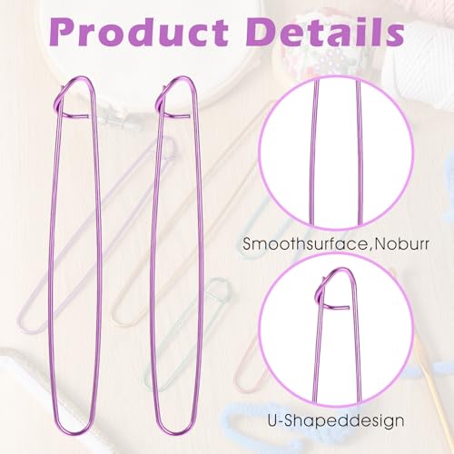 Image of Molain 18 Pcs Knitting Stitch Holders, Yarn Stitch Holder Stitch Colorful Aluminum Crochet Stitch Holders for Sewing Crocheting Supplies Tools Accessories
