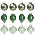 Zomiboo 12 Pcs Green Glass Christmas Ball Ornaments Set 3.15" Hanging Shatterproof Glass Bulbs for Christmas Tree Baubles Bulk for Holiday Xmas Tree Decorations Gifts