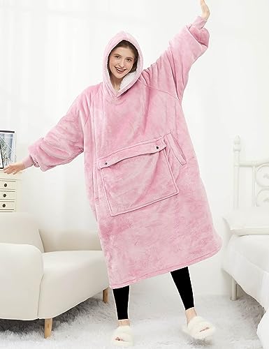 Image of KFUBUO Wearable Blanket Hoodie for Adults Sherpa All Patterns Oversized Sweatshirt Blanket with Pocket