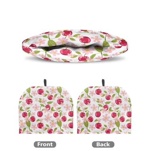 Image of Large Tea Cozy for Teapot Red Cherry Print Extra Thick Tea Pot Cover Home Kitchen Decoration Insulated Teapot Cozy Dust Kitchen Accessories for Home Daily