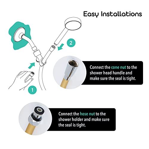 Shower Hose For Barumi Livo & Pluo Handheld Showerheads - Gold Color | Flexible Pvc, Smooth Design For Easy Cleaning, Tangle-Free 360° Rotation Connector, 71" Length, Universal Fit, Easy Installation #TOP4