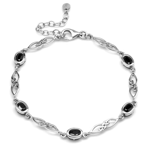 Image of Silvershake Birthstone Gemstones White Gold Plated or Yellow Gold Plated 925 Sterling Silver Scroll /Filigree Celtic Knot Weave 7.25 to 8.75 Inch with Adjustable Extension Bracelet Jewelry for Women