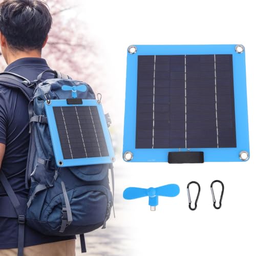 Ventilador solar portátil ligero con 2 puertos USB para viajes 3