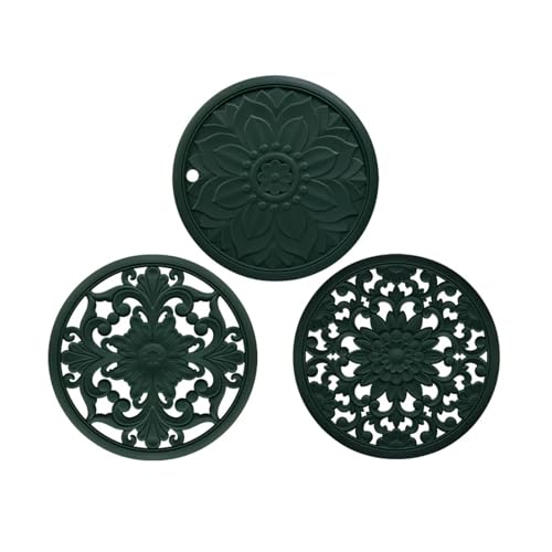 Dessous de verre antidérapant en silicone vert protégeant la table - 2