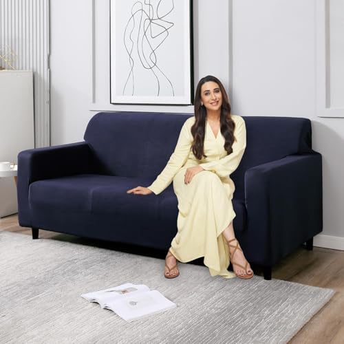 Image of HOKIPO Elastic Stretchable Sofa Cover 3 Seater, Space Blue (NEW2-AR-4279-E6)