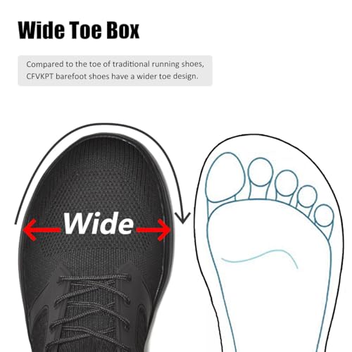 CFVKPT Mens Barefoot Dress Shoes Wide Toe Box Slip On Oxfords Running Sneakers Size 6.5-122