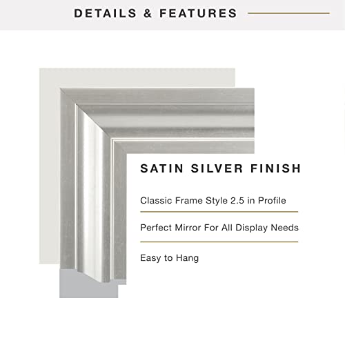 Image of MCS Large Wall Mirror, Modern Rectangle Mirror Home Decor for Living Room, Bedroom, or Bathroom, 26.5 by 32.5 Inch, Brushed Silver