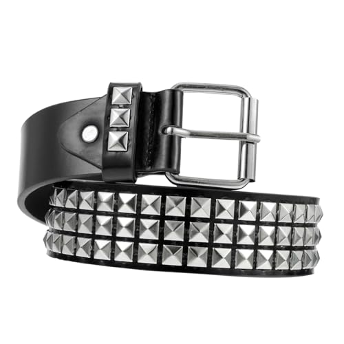 Didiseaon Rivet Waist Belt for Men Punk Style PU Leather Decorative Belt Cool Rivet Design Suitable for Casual Wear