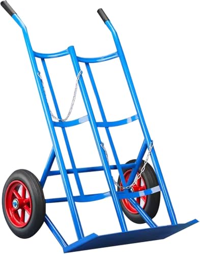 Dual Oxygen Cylinder Cart for Storage and Transportation, Outdoor/Indoor Movable Portable Oxygen Tank Carrier Rack, Cylinder Bracket with Wheels, Load 551lbs(Solid Wheel)