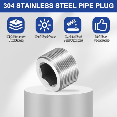 Tapón de tubería de acero inoxidable 304 mecanizado PATIKIL M33 con acabado plateado pulido 5