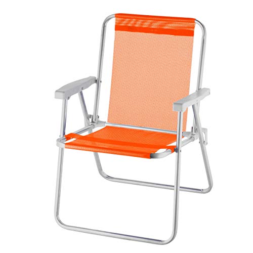 CADEIRA DE PRAIA ALTA ALUMÍNIO BEACH PREMIUM LARANJA
