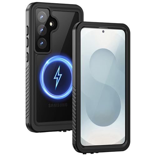 Image of Lanhiem Magnetic for Samsung Galaxy S25+ Plus Phone Case, IP68 Waterproof Dustproof Case with Built-in Screen Protector, Rugged Full Body Protective Cover for Galaxy S25 Plus 6.7 Inch, Black