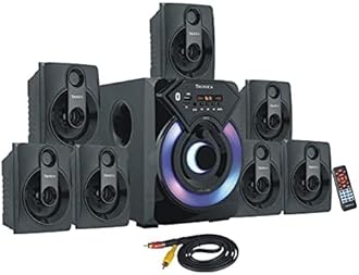 TRONICA Series 7.1 Channel Home Theater System Bluetooth, USB, FM, SD, AUX, RCA Inputs, LED TV Compatible, 4" Active Subwoofer, 3" Passive Radiator, Vivid Lighting, Wireless Remote