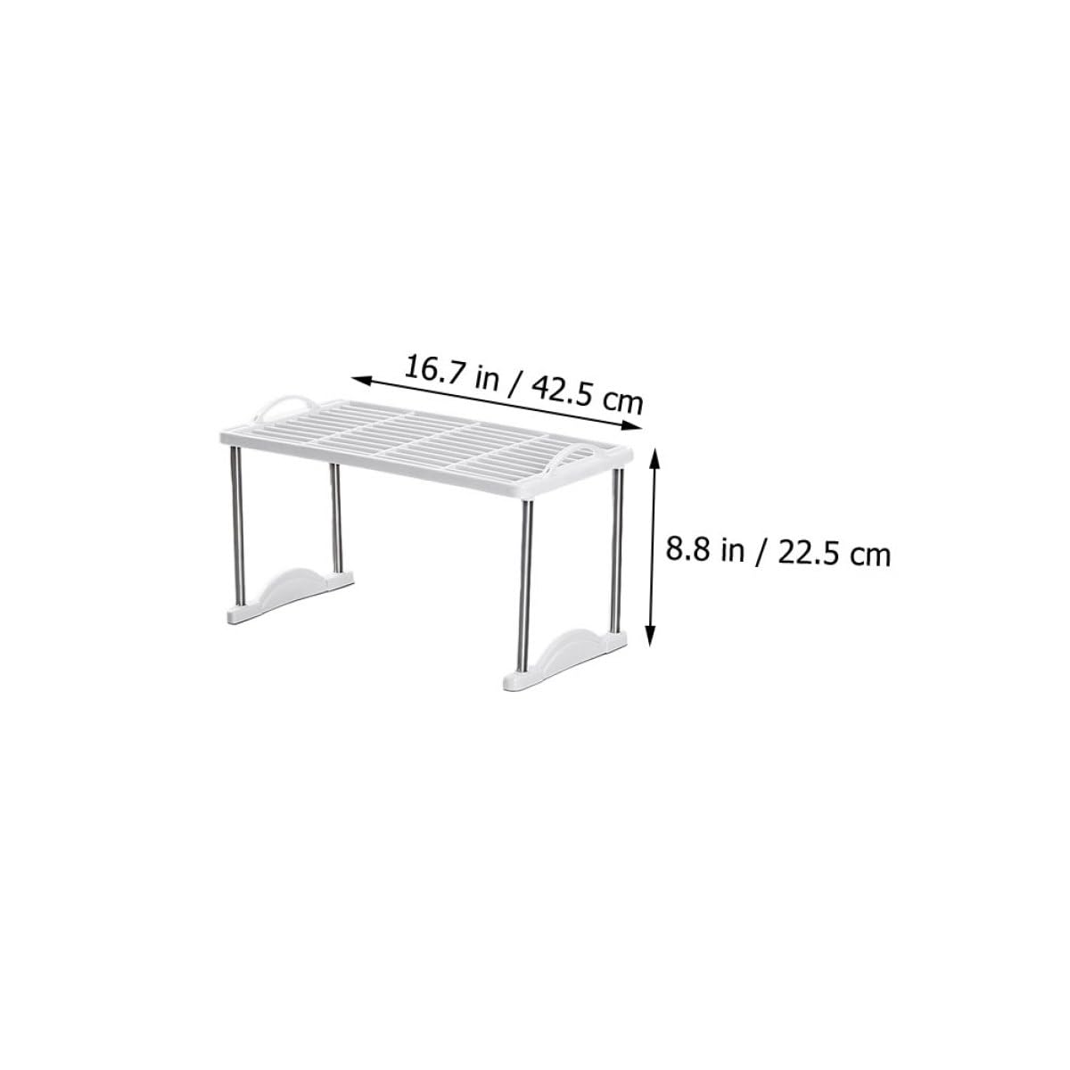 Housoutil Scaffale Portaoggetti in Metallo 2 Pezzi Supporto di Stoccaggio Multiuso Bianco 42X22X22 CM per Cucina e Bagno Mensola da Pavimento Resistente per Condimenti e Utensili