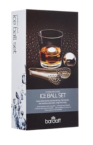 Barcraft Sfere Di Ghiaccio In Acciaio Inox, Pack Da 2 Sfere Per Ghiaccio Riutilizzabili Con Pinze E Custodia - 6