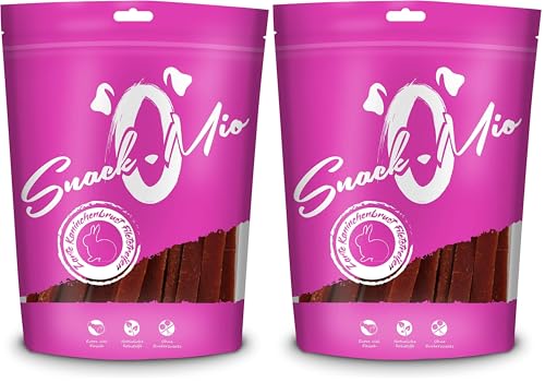 SnackOMio - Snack Premium para Perros - Tiras de Filete de pechuga de Conejo, sin Cereales, 1 Pack (1 x 70g) (Paquete de 2)
